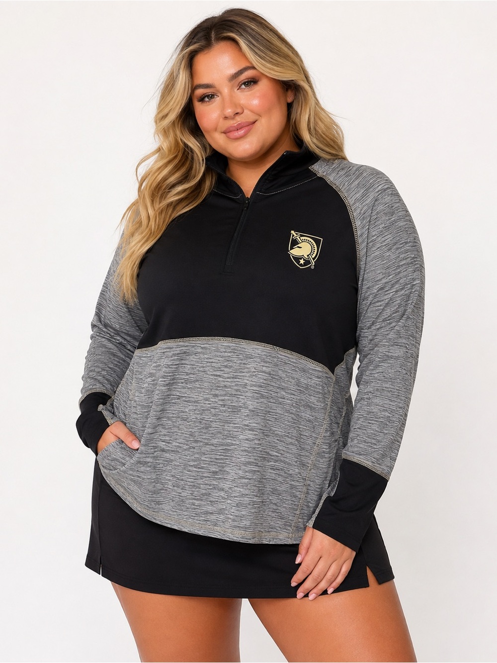 Colosseum Army Black Knights 1/4 Zip Performance Pullover Gray Black XXL Top